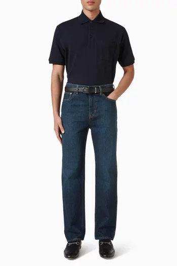 تي شيرت بولو مطرز بشعار الماركة قطن بيكيه