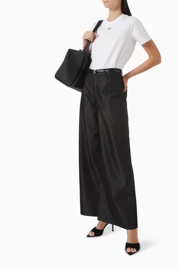 تي شيرت مطرز بحروف شعار الماركة قطن وجيرسيه