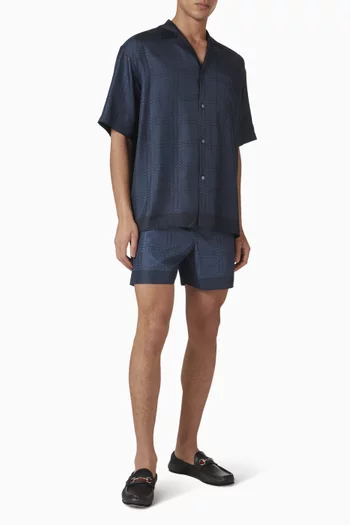 قميص بولينغ منقوش حرير