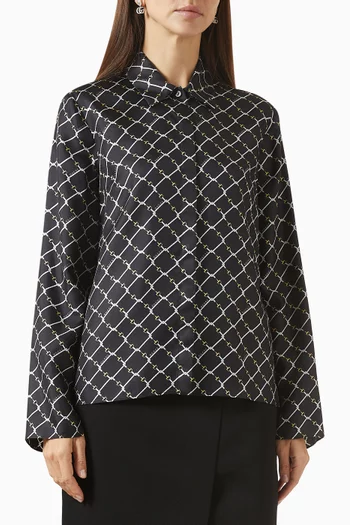 قميص منقوش تويل حرير