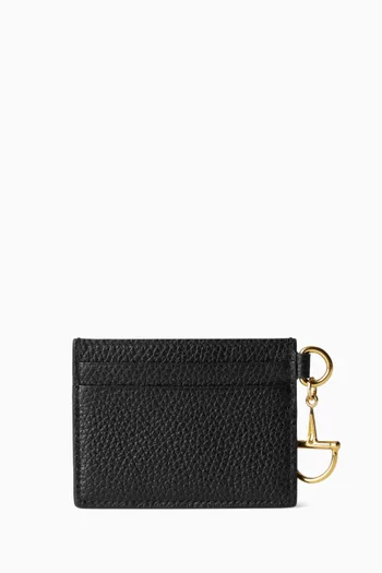 Gucci Half Horsebit Card Case in Grainy Leather