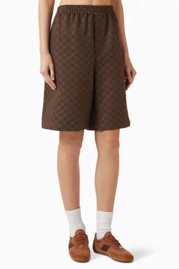 Elastic-waist Shorts in Linen Blend Canvas