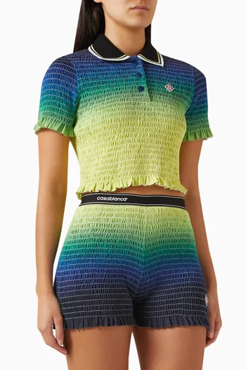 Gradient Shirred Polo Shirt