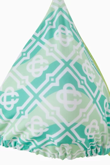 Wavy Monogram String Triangle Bikini Top