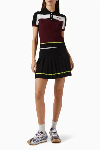 تي شيرت بولو بتصميم مخطط مزيج فيسكوز