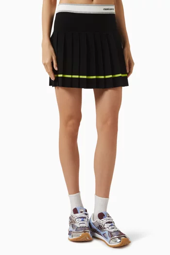 Pleated Stripe Skirt in Viscose Blend