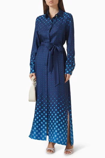 فستان بنمط قميص بألوان متدرجة حرير وتويل