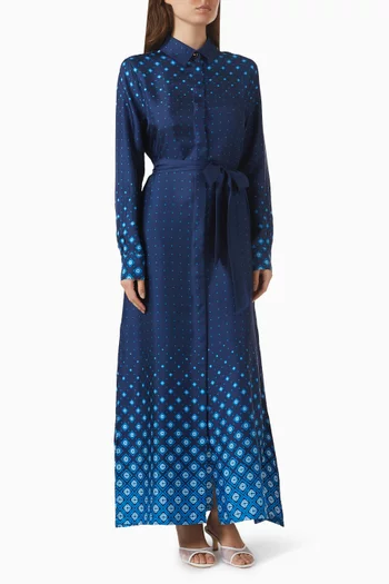 فستان بنمط قميص بألوان متدرجة حرير وتويل