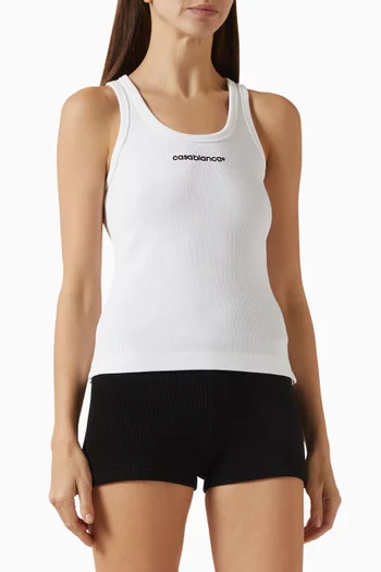 بلوزة بلا أكمام مزيج قطن مضلع