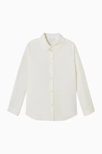 Scallop-trim Collar Shirt