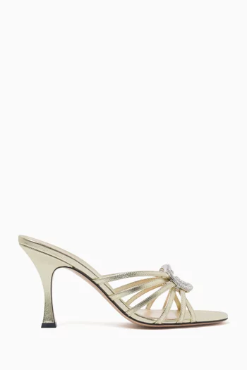 حذاء مفتوح بشعار حرفي GG مرصع بالكريستال وكعب 85 مم جلد لامع