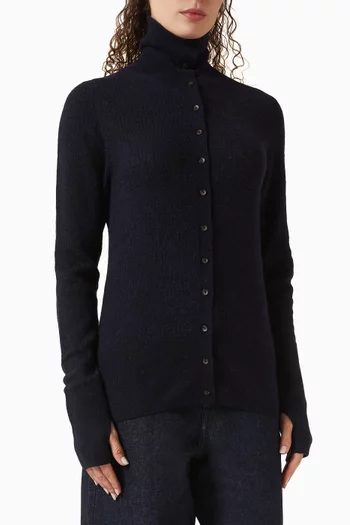 Turtleneck Cardigan in Wool-blend