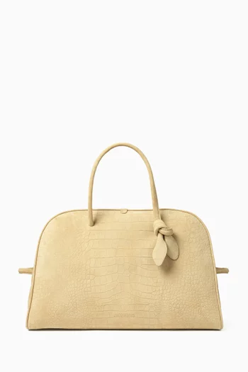 The Large Turismo Tote Bag in Embossed-Croc Suede