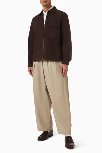 Zip-up Overshirt in Corduroy Jersey