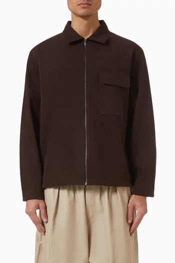 Zip-up Overshirt in Corduroy Jersey