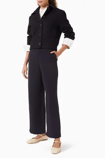 جاكيت مزيج صوف بياقة مضلعة