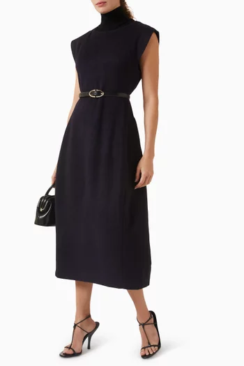 Sculpted Midi Dress in Brushed-wool