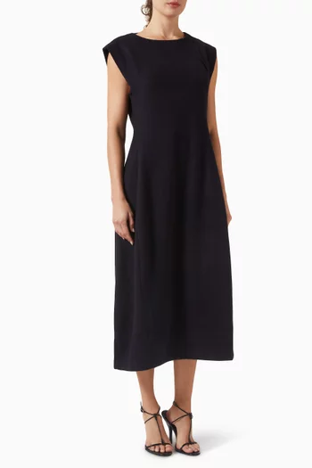 Sculpted Midi Dress in Brushed-wool