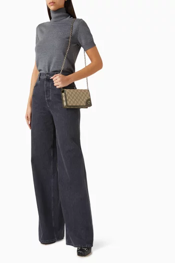 GG Emblem Wallet on Chain in Monogram Canvas