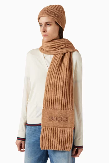 Embroidered Scarf in Wool