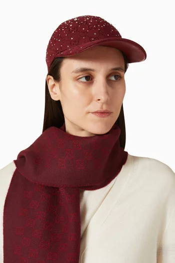 كاب بيسبول مرصع بالكريستال قنب بشعار حرفي GG