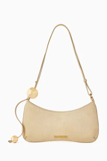 Le Bisou Perle Shoulder Bag in Croc-embossed Suede