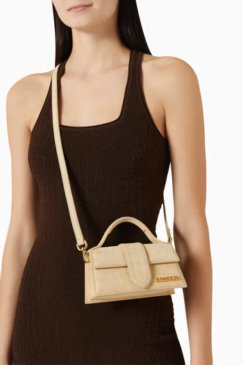 حقيبة لو بامبينو ميني بيد علوية شمواه بنقشة جلد التمساح