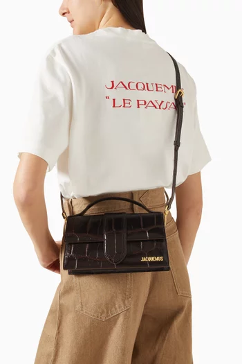 Le Grand Bambino Shoulder Bag in Croc-embossed Leather