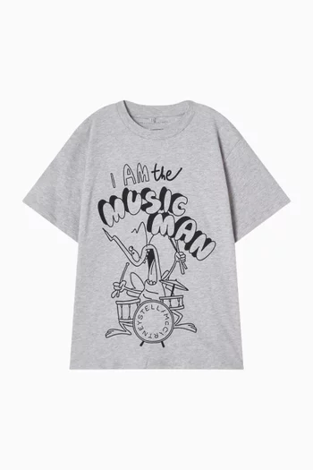 تي شيرت بطبعة شعار الماركة قطن