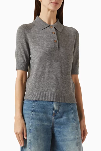 تي شيرت بياقة بولو صوف مارينو