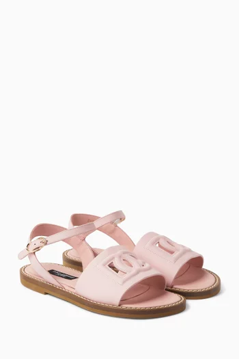 Cut-out Logo Sandals in Calfskin Leather
