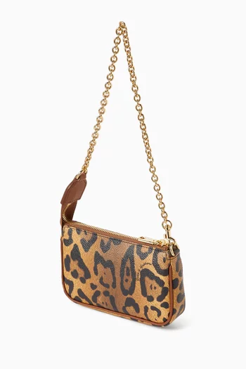 Leopard-print Shoulder Bag in Leather