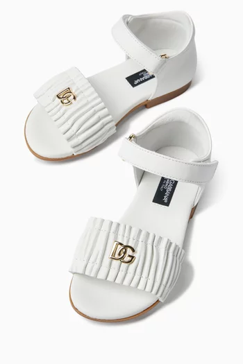 Ruched Vamp Sandals in Leather