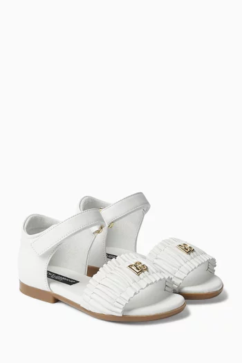 Ruched Vamp Sandals in Leather