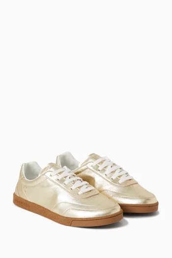 Low-top Sneakers in Metallic Leather
