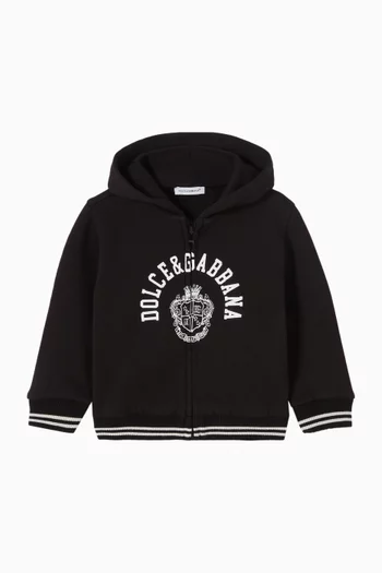Logo-print Zip Hoodie in Cotton