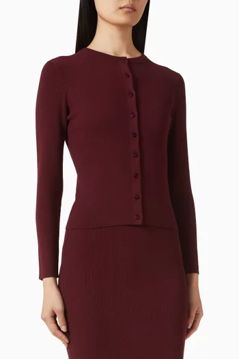 Crewneck Cardigan in Rib-knit