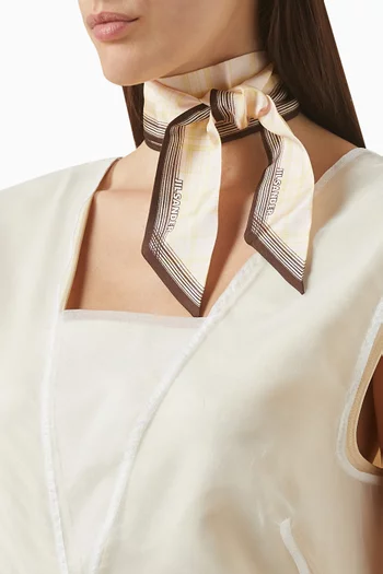 Logo Checked Scarf in Silk