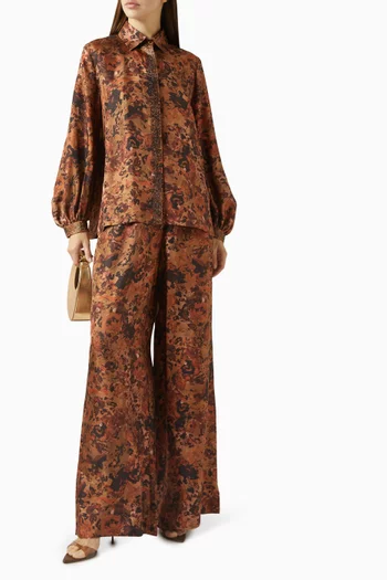 قميص مزين بنقشة حرير