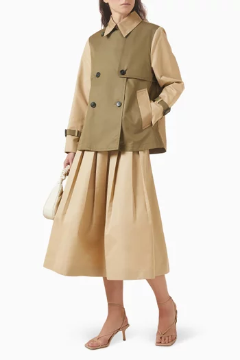 معطف ترنش قصير مزيج قطن