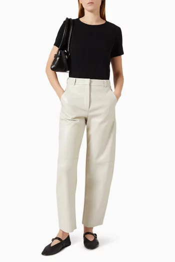 Barrel-leg Pants in Faux-leather