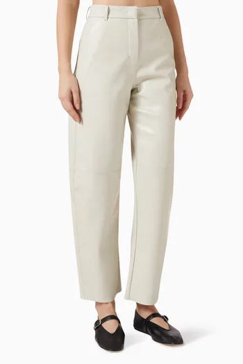 Barrel-leg Pants in Faux-leather