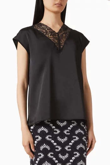 Lace-trim Top in Satin