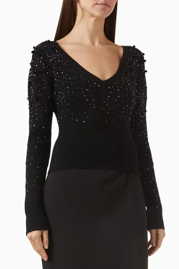 Embellished Sweater in Wool-cashmere