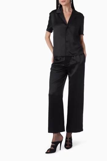 قميص بيجاما حرير وستان ودانتيل