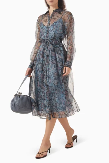 Shirt Midi Dress in Silk Organza