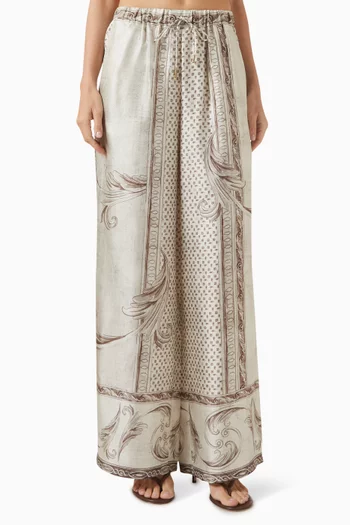 Printed Wide-leg Pants