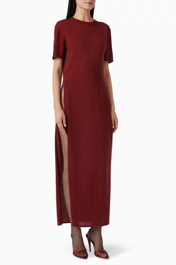 فستان طويل بنمط تي شيرت منسوج صوف