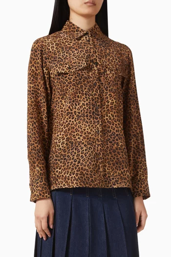 Animal-print Shirt in Crepe de Chine