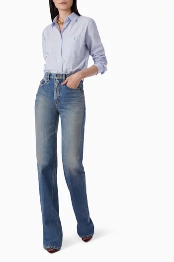 قميص كاساندر بنقشة مخططة قطن بوبلين